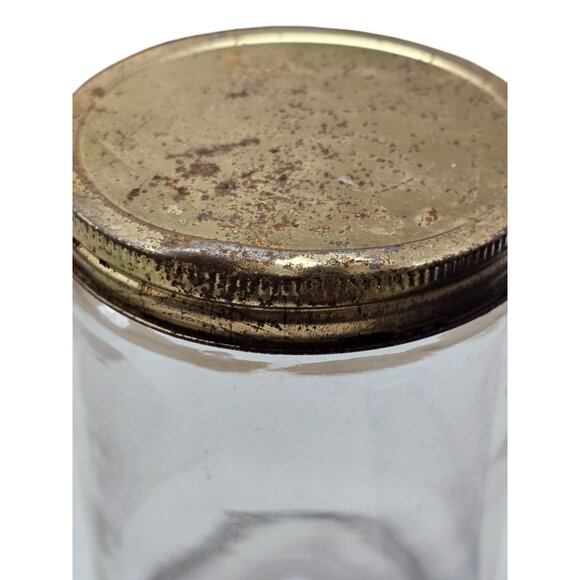 Vintage Clear Glass Kerr Jar With Metal Lid - Picture 5 of 11